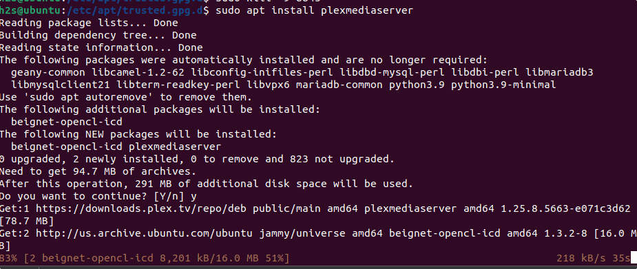 Command to Install Plex for Ubuntu 22.04 Server