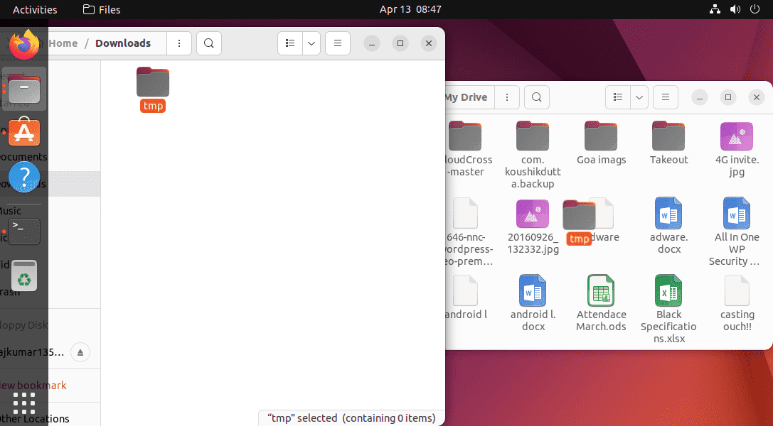 Drag drop files on Gnome Accounts