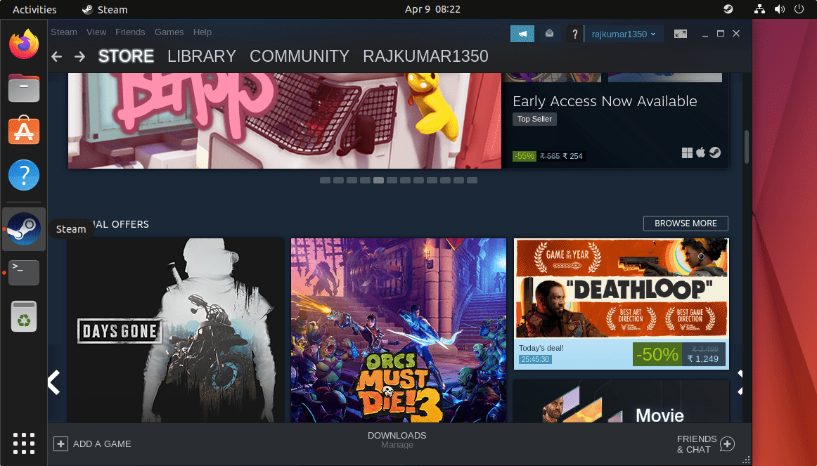 Install Steam on Ubuntu 22.04 Linux to play games