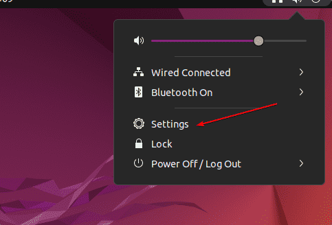 Open Settings in Ubuntu 22.04