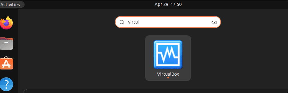 Search for Virtualbox Application on Ubuntu Linux