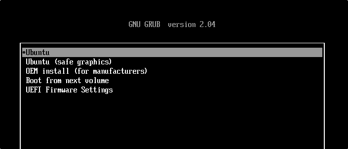 Select Ubuntu from Gub menu