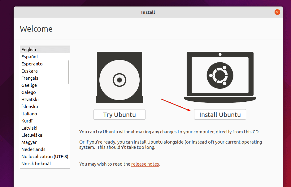 Start Ubuntu 22.04 Installation