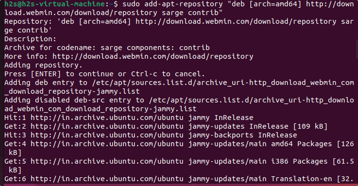 Add Webmin Repository on Ubuntu 22.04