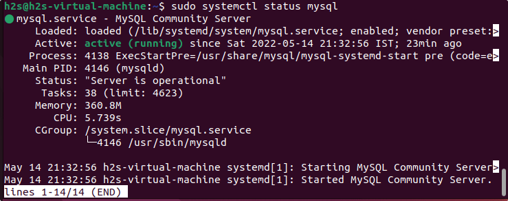 Vérifier l'état du service MySQL