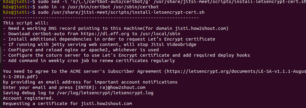 SSL certificate for Jitsi