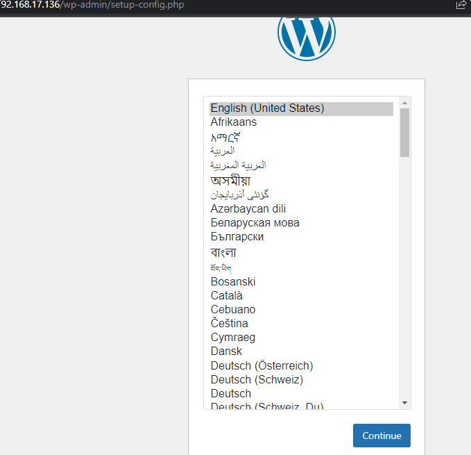 Sélectionnez la langue WordPress