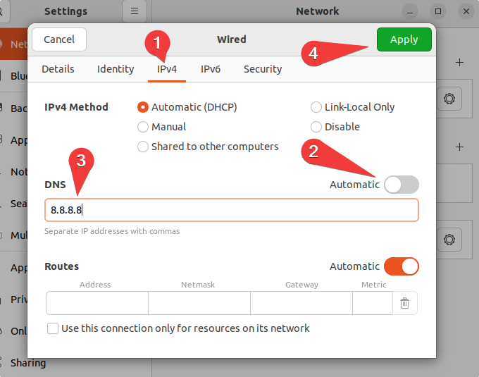 Set DNS name server in Ubuntu 22.04 LTS