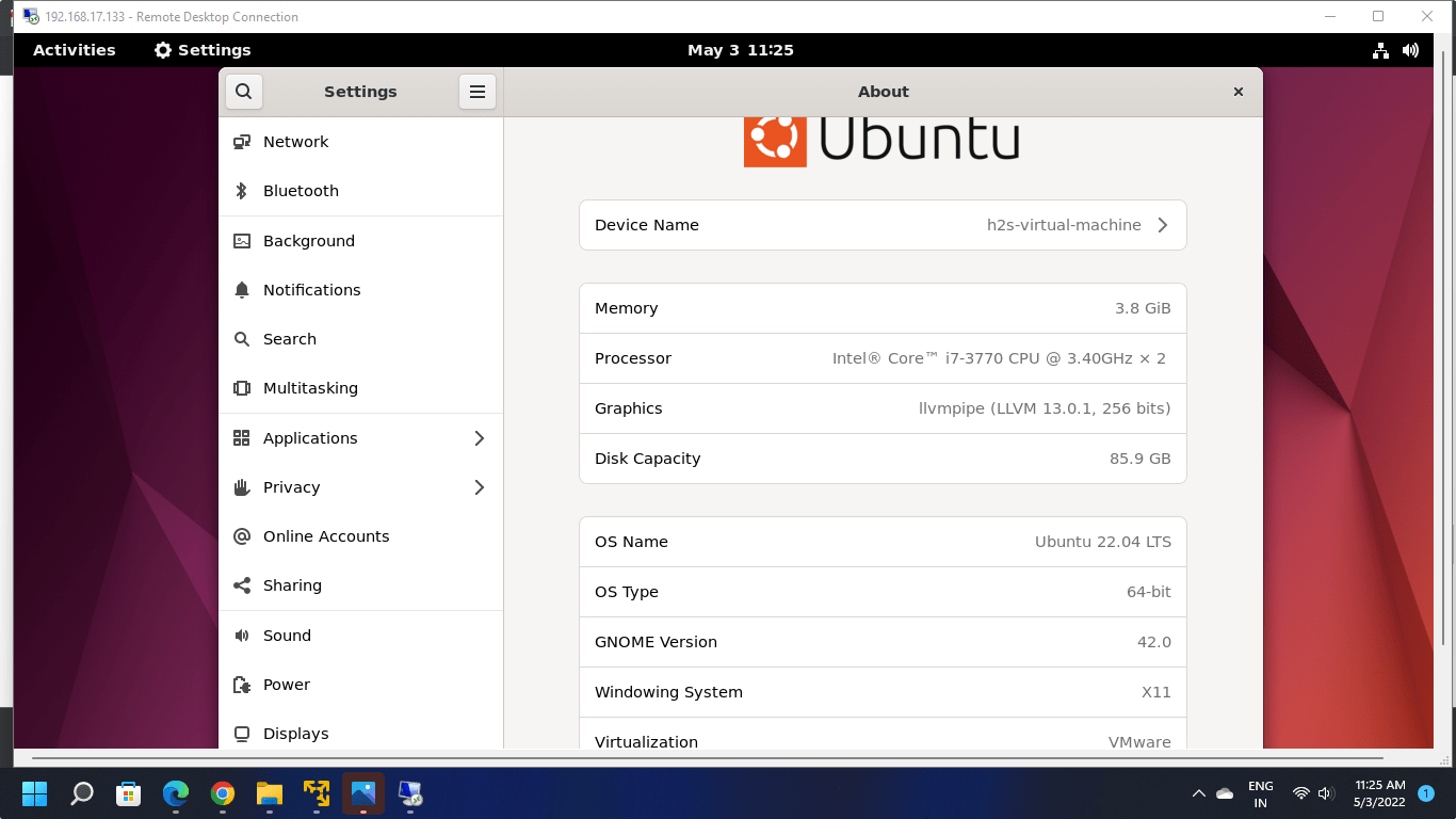Ubuntu 22.04 Jammy remtoe desktop from windows 11 or 10