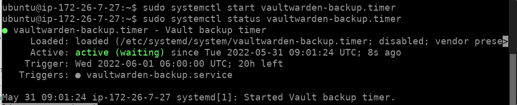 Vaultwarden automatically database backup
