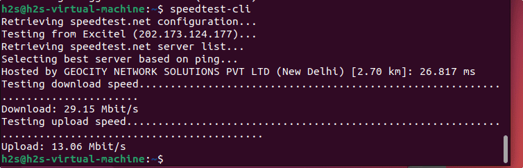 check internet speed using Ubuntu command
