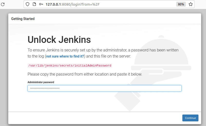 Access the Jenkins web interface