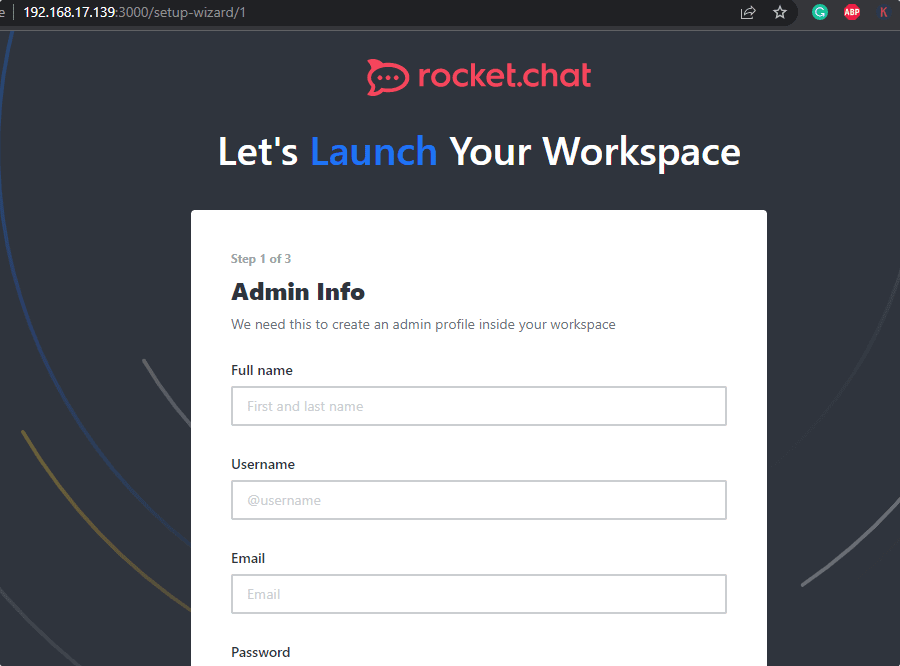 Access Web interface Rocket Server