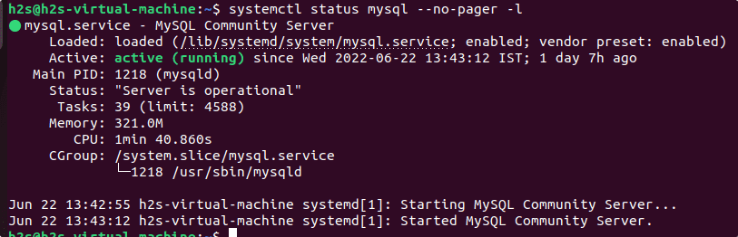 Check MySQL service status