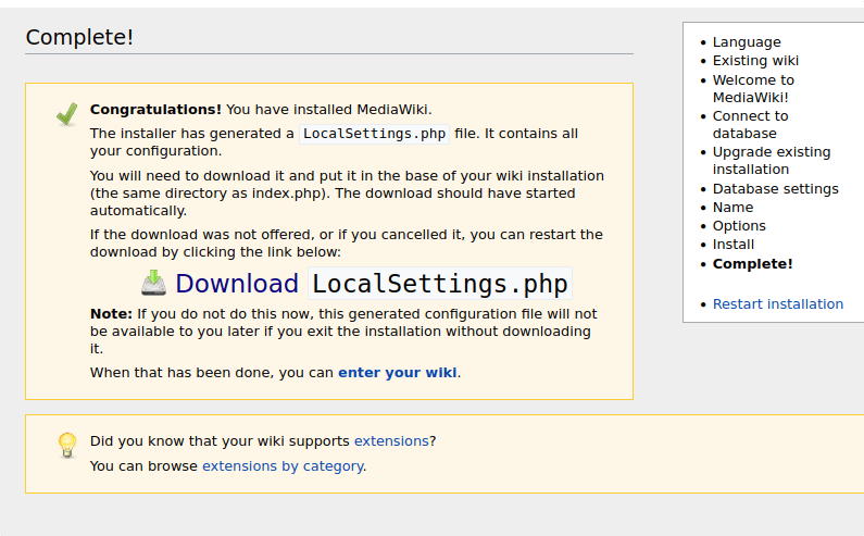 Download LocalSettings PHP file