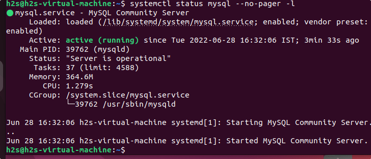 MySQL Service status