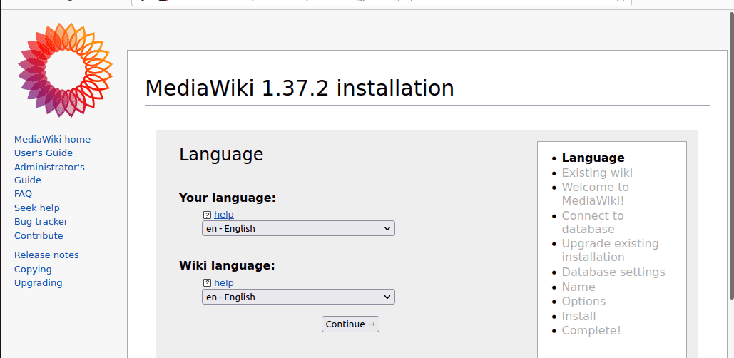 Select MediaWiki language