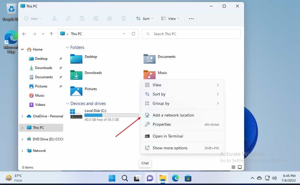 Add a network location in Windows 11