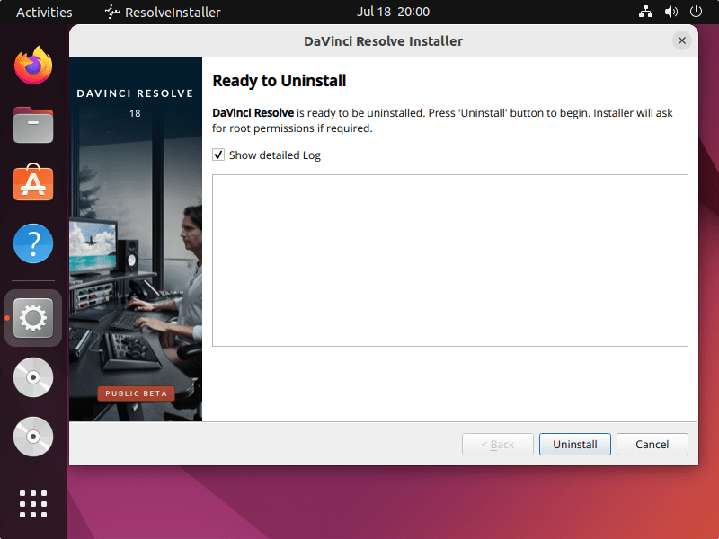 Davinci remove ubuntu 22.04