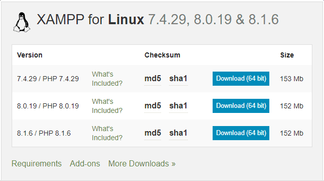 Download XAMPP for Ubuntu Linux