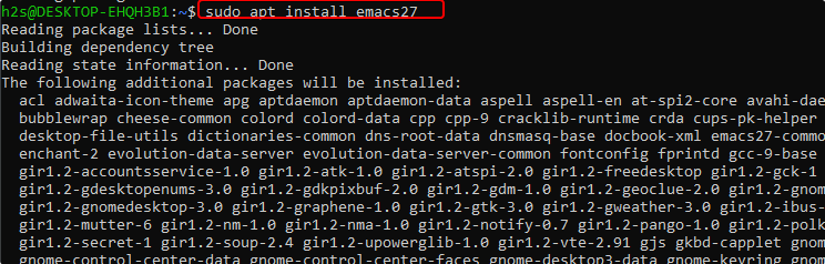 command to install emacs 27 on Ubuntu 20.04