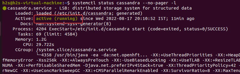 Check running status of cassandra server