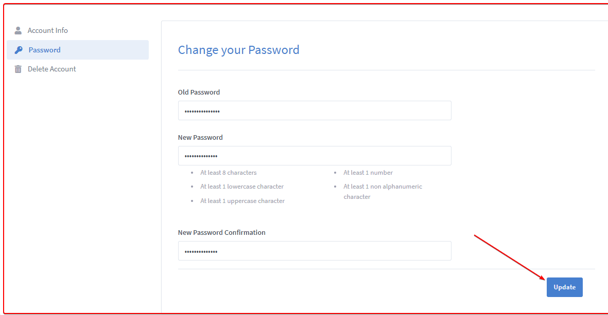 Chnage your password on Big Blue Button