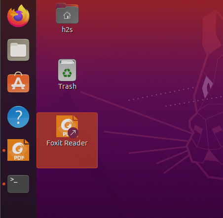 Foxit Reader Ubuntu 20.04 Desktop shortcut