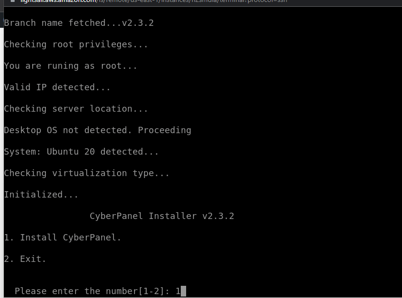 Install CyberPanel scirpt on ubuntu 20.04