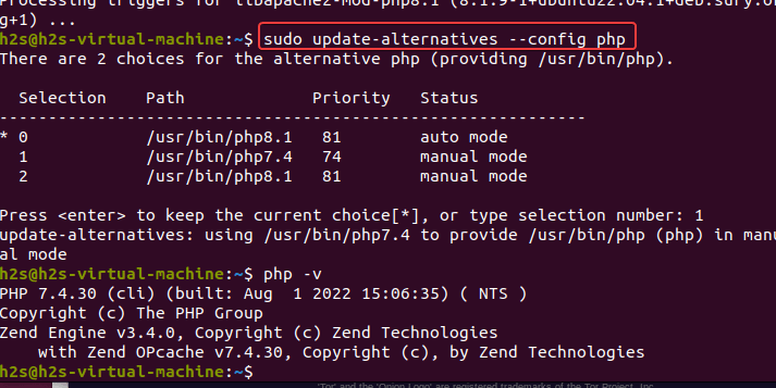Set PHP 7.4 as default version on Ubuntu
