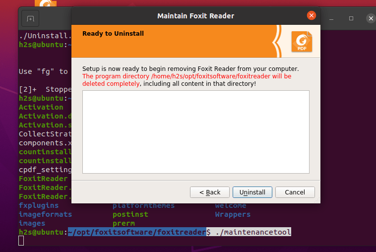 Uninstall foxit reader on Ubuntu 20.04
