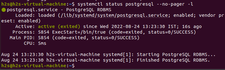 check the PostgreSQL service status