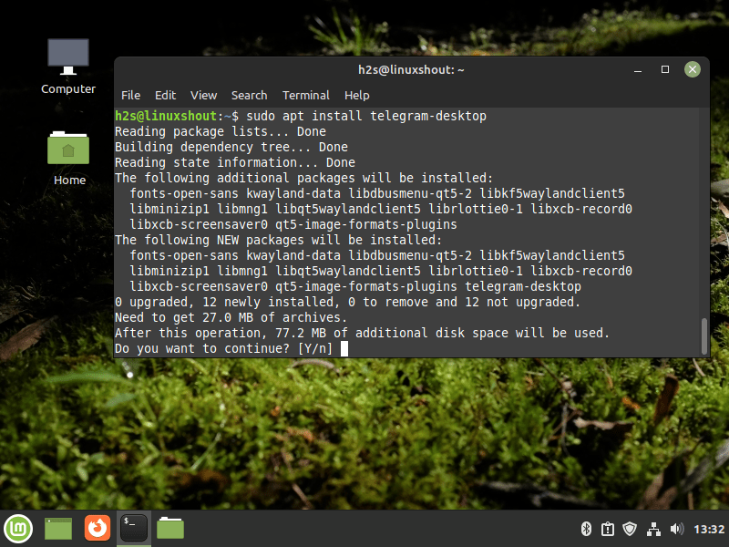 sudo apt install telegram desktop