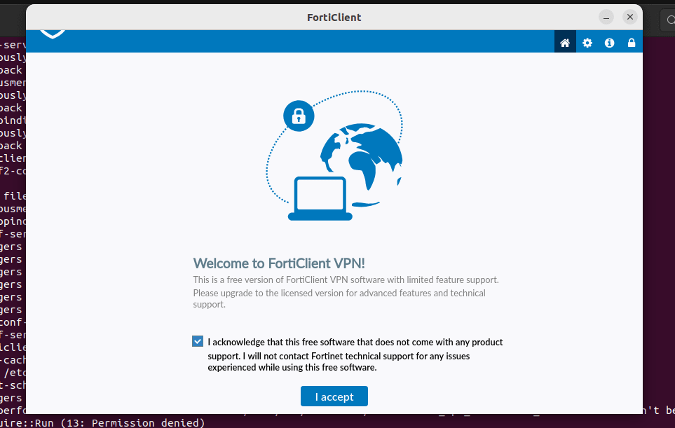 Accept Terms and conditons of VPN