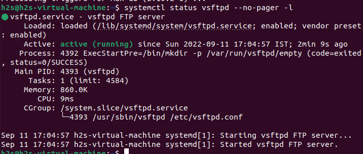 Check Vsftpd service is active