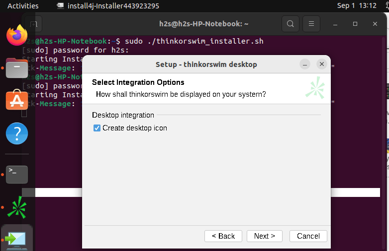 Desktop THinkorswim linux shortcut