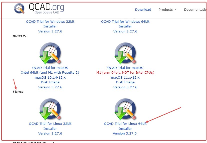 Download QCAD for Ubuntu 22.04