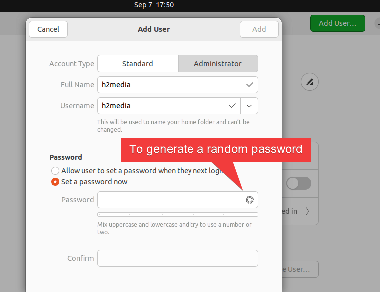 Generate random password for Ubuntu user