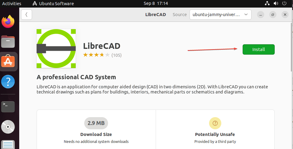Install LibreCAD on Ubuntu 22.04 using GUI
