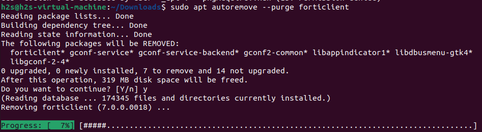 Remove FortiClient from Ubuntu 22.04