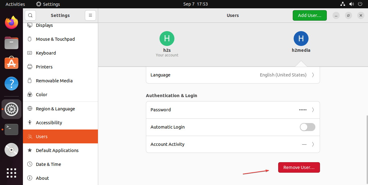Remove user in Ubuntu 22.04