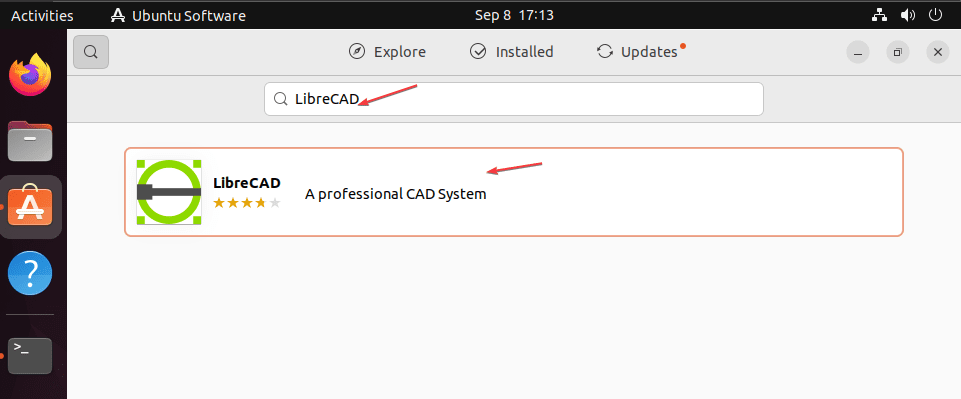 Search libreCad Software on Ubuntu 22.04