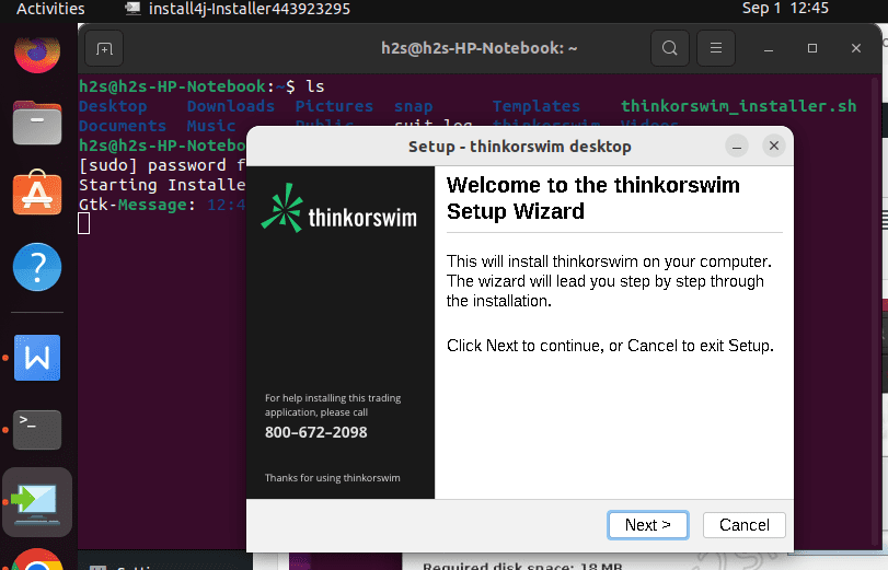 select thinkorswim directory on linux