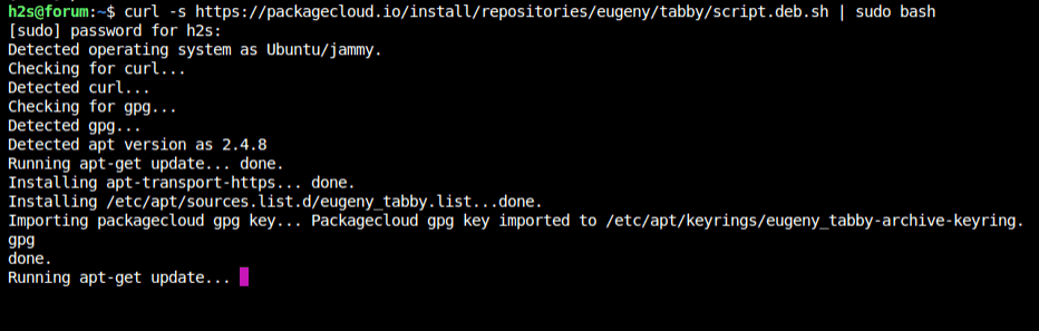 Add Tabby Repository on Ubuntu Linux