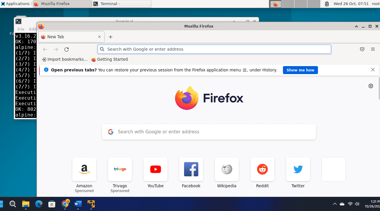 Command to Install FireFox in Alpine Linux