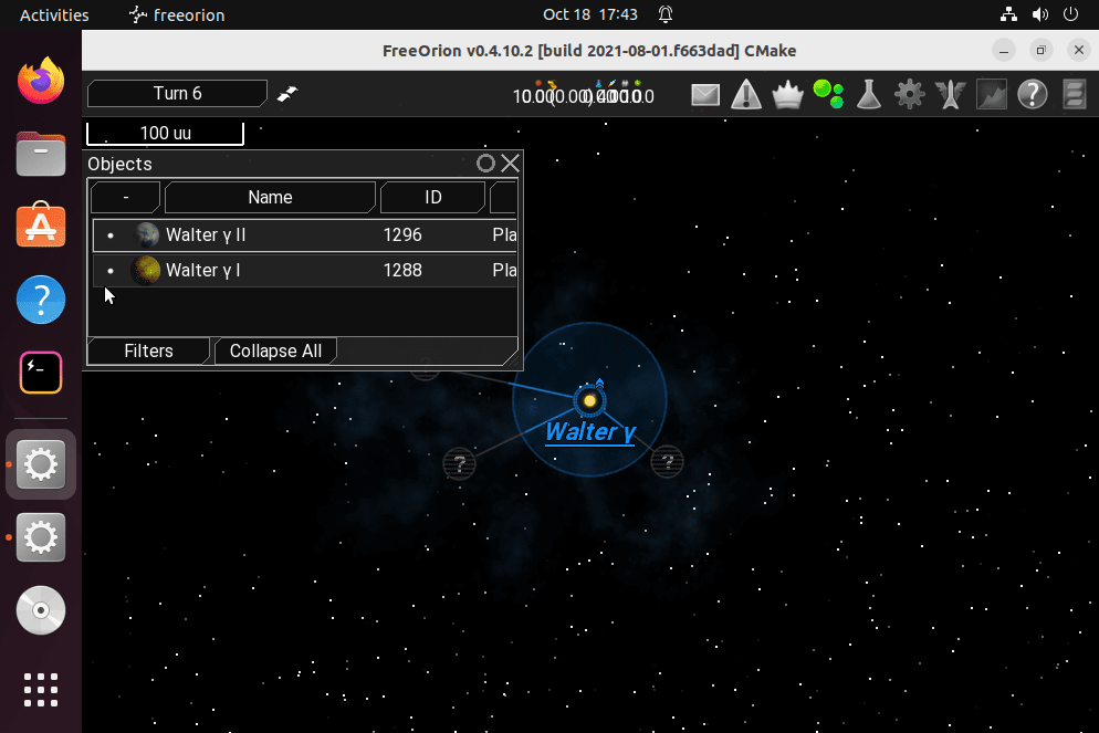 Free Orion game Linux Interface