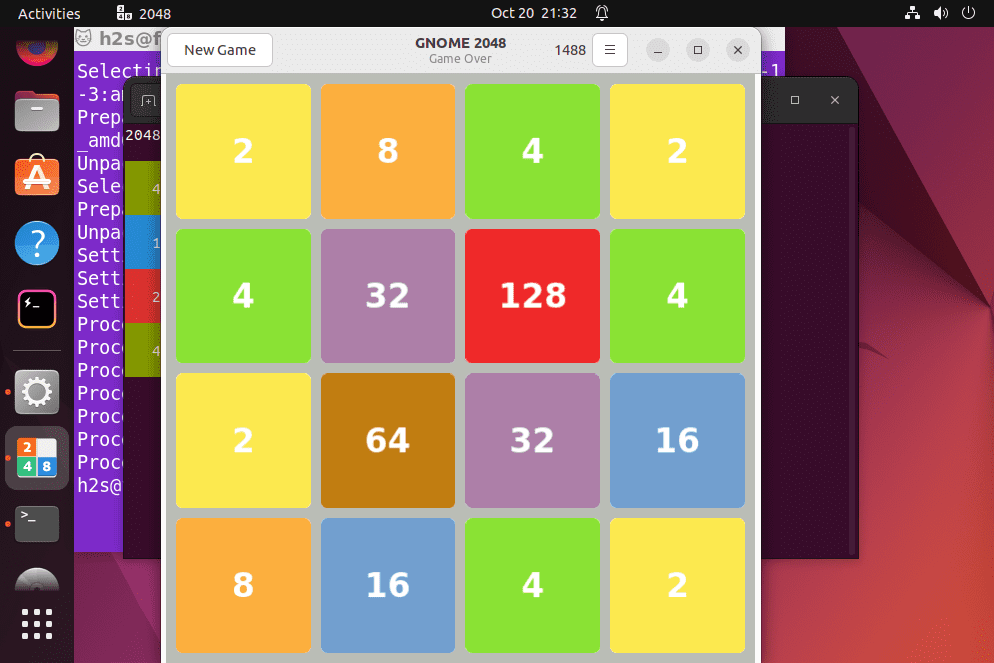 Install and play 2048 math game on Ubuntu 22.04 or 20.4 Linux