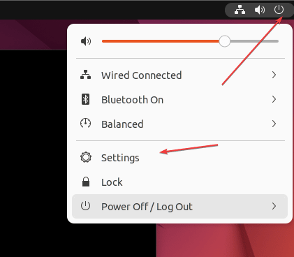 Open Ubuntu SETTINGS