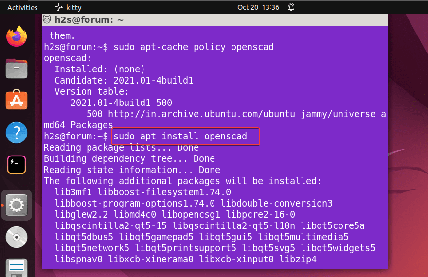 command to install openscad on Ubuntu 22.04