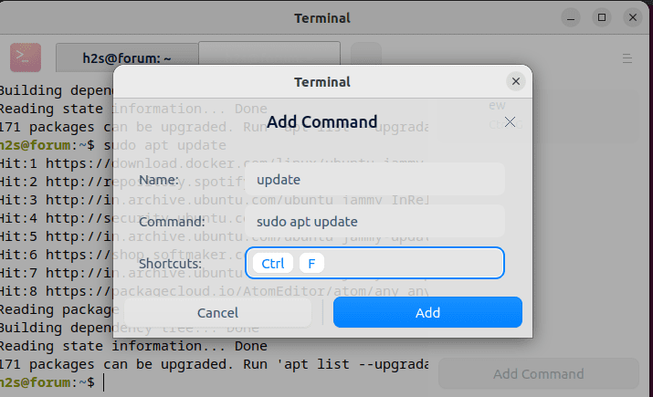 create custom commands in Deepin terminal
